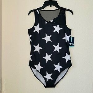 DSG PERFORMANCE LEOTARD, GIRLS XL/16, Black/White, NWT